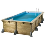 Piscine bois Azura 5,05 x 3,50 x 1,26 m - Liner bleu + Kit margelles Ubbink