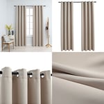 Rideaux occultants avec anneaux en métal 2 pcs Beige 140x175 cm - rideau - rideaux - Home & Living