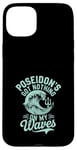 Coque pour iPhone 15 Plus Poseidon Dieu de la mer Océan Trident et vagues Illustration