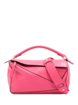 Pre-loved LOEWE Medium Puzzle Calfskin Leather Cross Body Bag, Pink