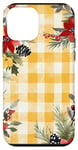 Coque pour iPhone 12 mini Jaune aquarelle florale rouge Buffalo Plaid Merry Christmas