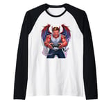 Battle Scarred Devil Angel Unleashed Power Tee. Raglan Baseball Tee