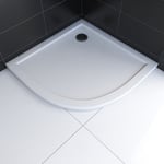 RECEVEUR DE DOUCHE A POSER EXTRA PLAT EN ACRYLIQUE BLANC 1-4 DE CERCLE - 90x90cm