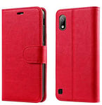 New&Teck Coque pour Samsung Galaxy A10 Housse Etui Portefeuille Cuir Multifonction, Fermeture Magnétique à Clapet Anti-Choc Rouge