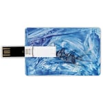 16G USB Flash Drives Credit Card Shape Watercolor Flower Decor Memory Stick Bank Card Style Small Fish in Creepy Snow Cover Ice Crystal Labyrinth Aquatic Theme,Blue Waterproof Pen Thumb Lovely Jump Dr
