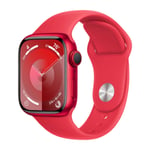 Apple Watch Series 9 GPS + Cell 41 mm, (PRODUCT)RED Alu urkasse med, (PRODUCT)RED sportsrem - S/M