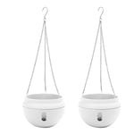 2 PièCes SéRies Panier à Arrosage Automatique de JardinièRe Suspendue en Plastique avec Crochets, Pot de Fleur Suspendu avec Base DéTachable Blanc