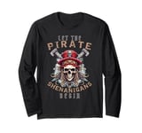 Halloween Skull Let The Pirate Shenanigans Begin Crossbones Long Sleeve T-Shirt