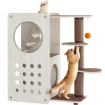 Feandrea Clickat Cat Tree, Modern Cat Tower, Cat House, Havregryn Brun och Kaffe Brun