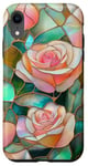 Coque pour iPhone XR Coque Téléphone Roses Faux Vitrail Élégante