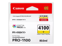 Canon Pfi-4100 Y - 80 Ml - Gul - Original - Hängande Låda - Bläcktank - För Imageprograf Pro-1100