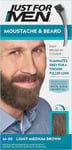 Just for Men Moustache & Beard Light-Medium Brown Dye, Eliminates Grey for a Thi