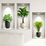 Stickers adhésifs 3D | Sticker Mural Autocollant effet 3D plantes tropicales - Stickers muraux Chambre Adulte - Stickers muraux 3D - Decoration Salon - Autocollants muraux Trompe l'oeil | 60x90cm