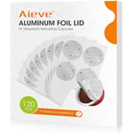 Aieve Aluminum Foil Seal Lids for Nespresso Vertuo Pods, Coffee Pod Foil Lids Compatible with Nespresso Vertuo Capsules Nespresso Refillable Capsule (120Pcs)