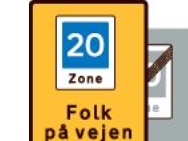 Folk På Vejen - 20 Km/T - Oplysningstavle E53,4-20 90X60cm T3 Refleks, Ds/En12899-1