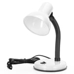 Aigostar Vintage Lampe de Bureau, Lampe de Table Retro avec Prise, Sans Ampoule, Compatible avec Les Ampoules LED Modele E27, Colonne de Lampe Reglable, Blanc