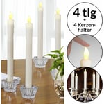 Lot de 4 Bougies led en cire véritable Chandelle sans flamme et bougeoir en verre Bougie led Vacillante Ø2,5cm - Monzana