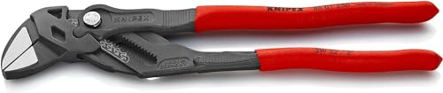 Knipex Pince-clé pince et clé à la fois grise atramentisée, gainées en plastique antidérapant 250 mm (carte LS/blister) 86 01 250 SB