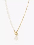 Dower & Hall Keshi Pearl and Chain Necklace, Gold/White