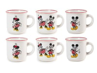 Set 6 Tasses Café Accueil Mickey Et Minnie Noël 140cc en Porcelaine