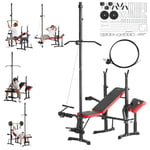 VEVOR Banc de Musculation Multifonctionnel, Banc Plat Inclinable Pliable pour Entraînement Complet du Corps, Banc Abdominal Capacité 272,2 kg, pour Redressement Assis Traction Verticale Domicile Gym