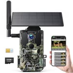 WOLFANG 4G Caméra de Chasse Solaire Extérieure avec Carte SIM, 2.5K Caméra Surveillance sur Batterie avec Détecter l'alarme, Vision Nocturne, IP66 Etanche, Audio Bidirectionnel