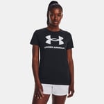 Haut à manches courtes avec logo Under Armour Rival pour femme Noir / Blanc L