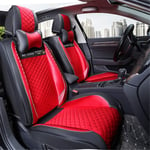 EET Universal PU Leather Car Seat Covers Front Seats And Back Seats Interior Decor Fashion Pattern Seat Protectors - Convenient And Breathable,Red