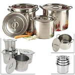 Vintage Gourmet ® Stainless Steel Stock Pot with Lid - Bottom Deep Stew Sauce Soup Pasta Cooking Pot Home Brew Boiling Catering Pot (29cm Diameter x 25cm High - 16 Litre)