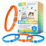 Collier Anti Puces pour Chat,Anti Puces et Tiques pour Chats Réglable pour Toutes Races Tailles,8mois Protection et Longue DuréE ImperméAble RéGlable,Traitement ContreLes Puces (Blue+Orange)