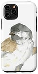 Coque pour iPhone 11 Pro Casquette noire en forme de mésange aquarelle portrait faune