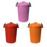 3 x 50L Bin Heavy Duty Locking Lid Kitchen/Garden Waste Storage Dustbins Assort