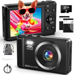 Compact 4K Camera | 16X Digital Zoom, 64MP, HDR, Portable Design, Vlogging Ready