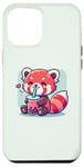 Coque pour iPhone 14 Plus Panda rouge kawaii, adorable ours amateur de thé aux perles