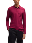 BOSS Cotton Blend Slim Fit Long Sleeve Polo Shirt