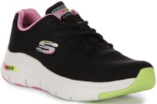 Skechers Arch Fit Infinity Cool Comfort Shoe Black Pink Womens UK 3 - 8