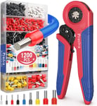 0.08-10mm² Pince à Sertir avec 1200pcs Cosses Electrique, Rouge et Bleu Cosses Electrique a Sertir, Auto-Ajustable Hexagone Pince a sertir cosses electrique pour Sertissage de Bornes de Fils