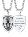 FaithHeart St Michael Archangel Necklace, Men's Saint Michael Pendant Necklaces Sterling Silver, Protective Shield Jewelry for Dad Son