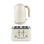 Salter Pebble Set – 1.7L Fast Kettle Limescale Filter, Boil-Dry Protection, 4-Slice Wide Slot Toaster, 6 Browning Levels, Removable Crumb Tray, Cream COMBO-9355, Stainless Steel, Stone