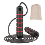 hvoolee Corde à sauter pour adulte Fitness Speed Rope Réglable Skipping Rope Jump Rope Idéal pour le sport Entraînement Fitness Convient pour les adultes et les enfants, BR003, BLACK+RED