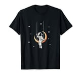 Astronaut Woman sitting on the Swing Moon Space woman Stars T-Shirt