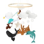 Farerkass Cloche de berceau mobile en feutre avec des animaux sous-marins. Pendentif de berceau amovible en feutre, un excellent cadeau pour votre bébé fille ou garçon.