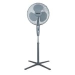 GEEPAS 16’’ Pedestal Fan – 45W Powerful Free-Standing Oscillating and Tilting Cooling Fan – Height Adjustable, Rotating & Static Feature - 3-Speed, 3-Blade Floor Fan for Home or Office Use, Grey