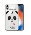 Coque Iphone XS panda coeur rose cute kawaii transparente