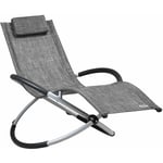 Chaise longue à bascule acier laqué fauteuil intérieur relaxation chaise de jardin forme ergonomique Gris - Casaria