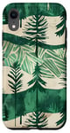 Coque pour iPhone XR Vert Art Déco Rayé Boho Floral Forêt Pin Arbre Nature