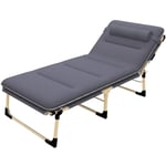 Bain de Soleil en métal, Bain de Soleil Pliant, Chaise de Jardin Charge Statique, Résistant à la Rouille, avec Coussin, Dossier Réglage 4 Positions 150 Kg Max