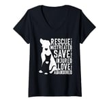 Womens Rescue Save Love, Animal Rescue Dog Cat Lovers V-Neck T-Shirt