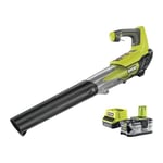 RYOBI - Souffleur sans fil à batterie 18V ONE+ (pour feuilles morte et gazon) Turbo Jet - avec 1 batterie lithium+ 18 Volts 4,0 Ah et un chargeur - RBL18JB40F