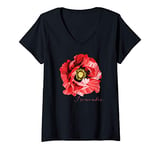 Womens Veterans Day gift, Flanders field, the red poppy, remember V-Neck T-Shirt